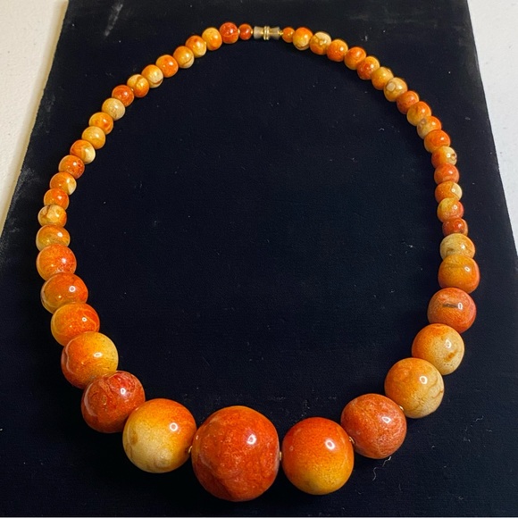 Jewelry - Apple Coral Graduated Necklace Vintage-Rare